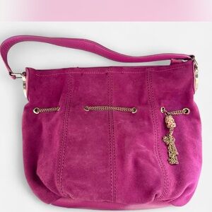 Suede NWOT PINK  Shoulder Bag with Gold Chain Accent